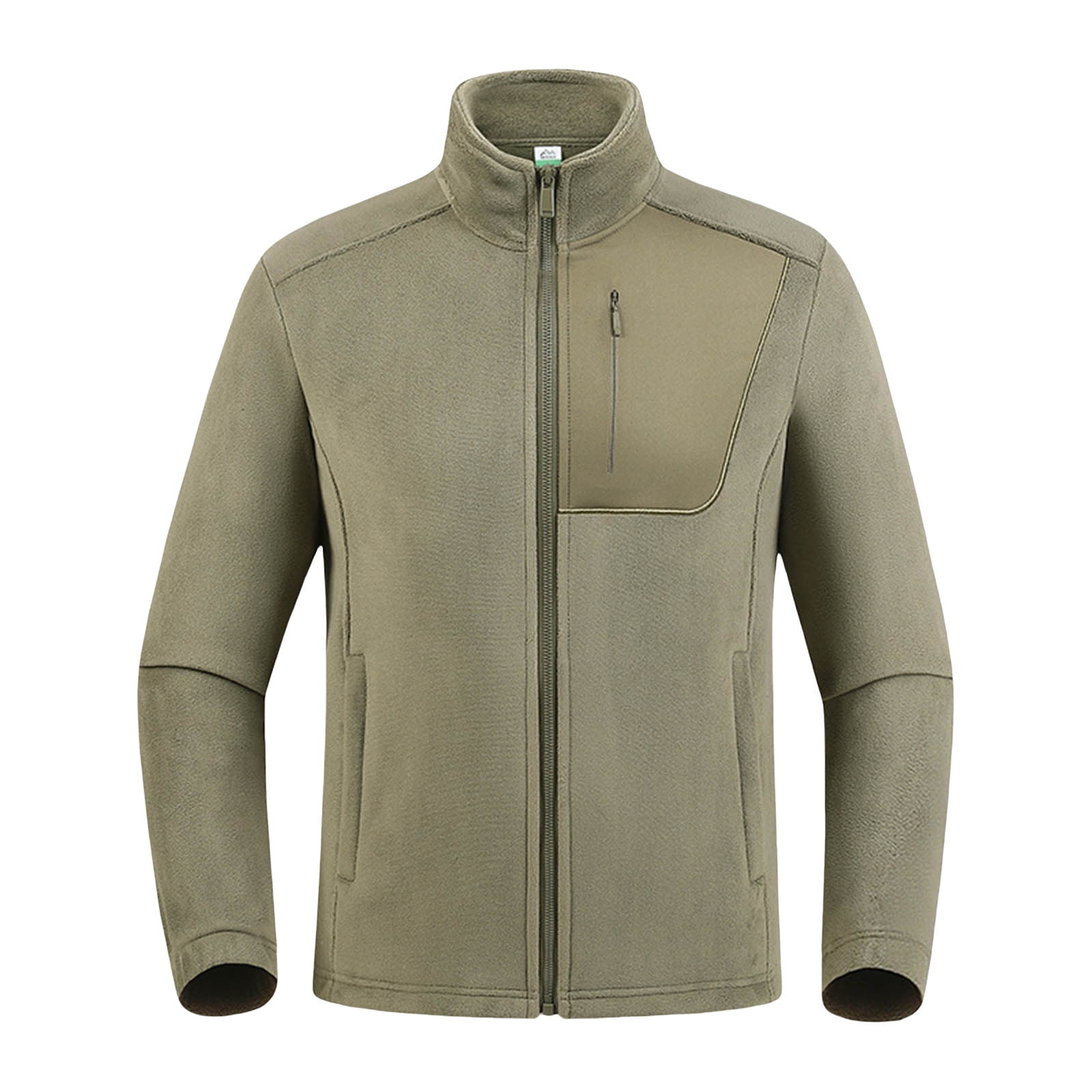 Men's Waterproof Softshell Jacket Long Sleeved Stand Up Collar Wool Jacket for Travel Hiking Golf