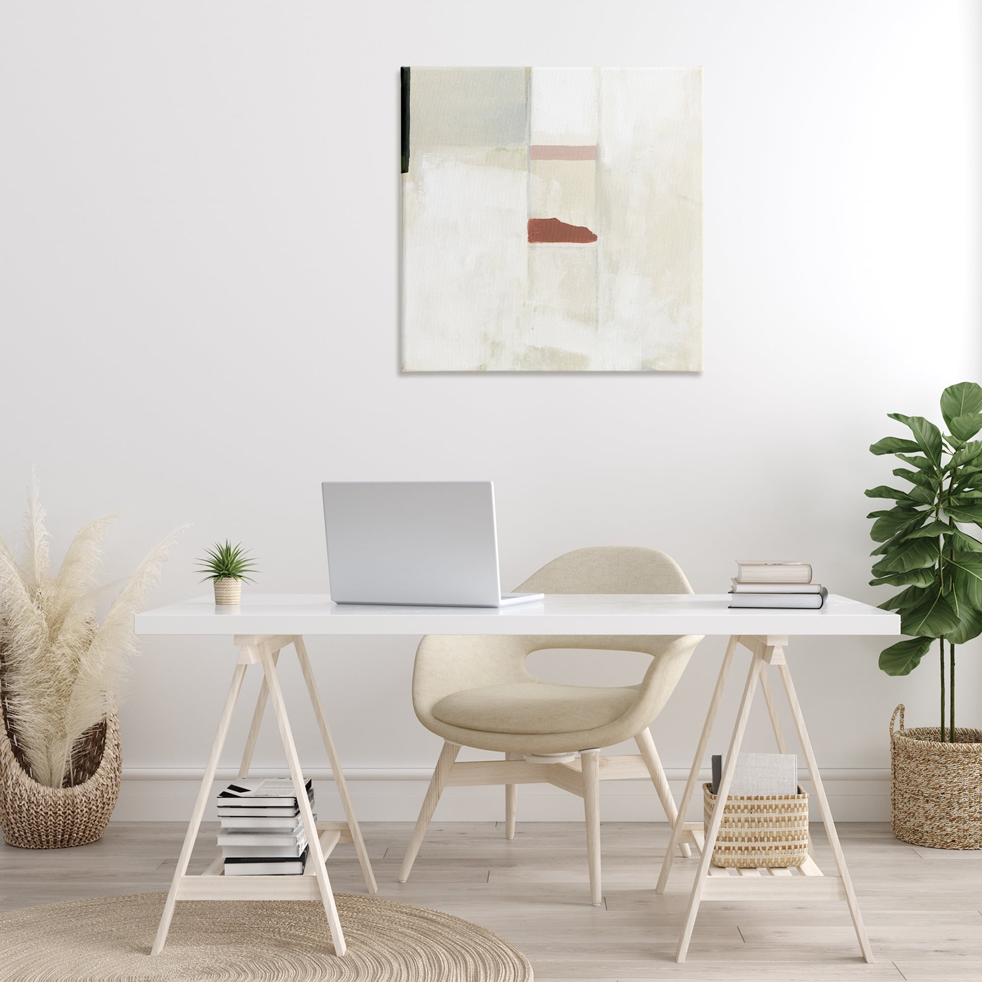 Stupell Industries Abstract with Terracotta Accent Abstract Painting Gallery Wrapped Canvas Art Print Wall Art, 30 x 30