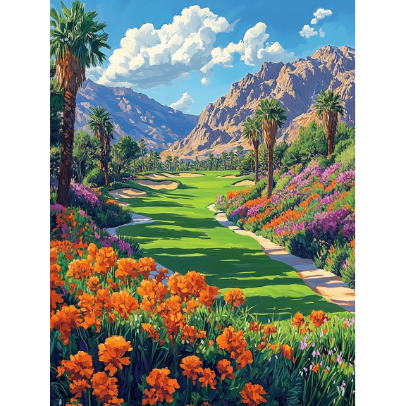 Desert Golf Course Canvas Print/Wall Art, Perfect for Living Room, Bedroom, Office, Hallway, and Golf Club Decor.