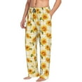 thumbnail image 6 of Pofeuu Light Yellow Plaid Sunflower Print Men's Pajama Pants, Soft Lounge Pajama Pants with big pockets for Men Plaid Pj Bottoms-XX-Large, 6 of 6