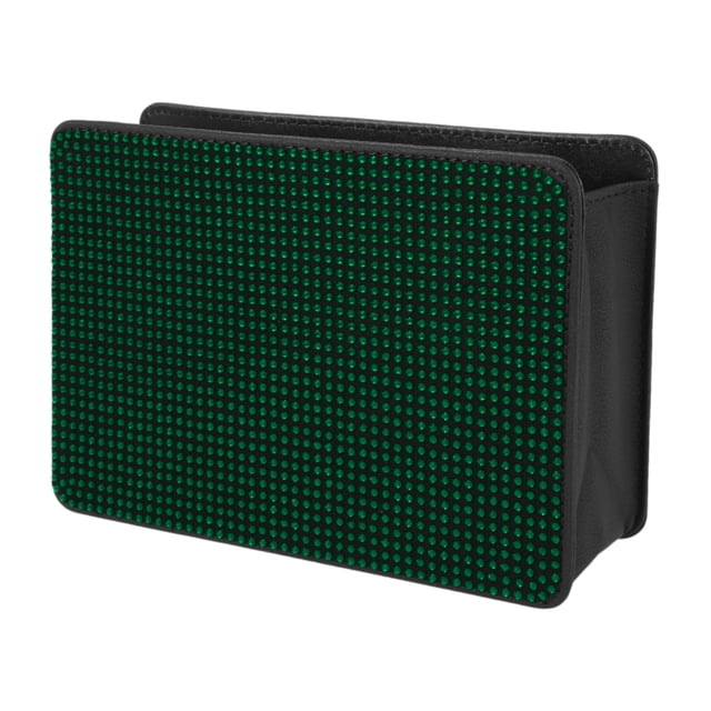 Estuche para Gafas de Sol de Coche Unique Bargains Universal Estuche Protector de Gafas Cuero Sintético, Piedras de Rhinestone, Metal Verde 7.87"x5.51" 1 Pcs