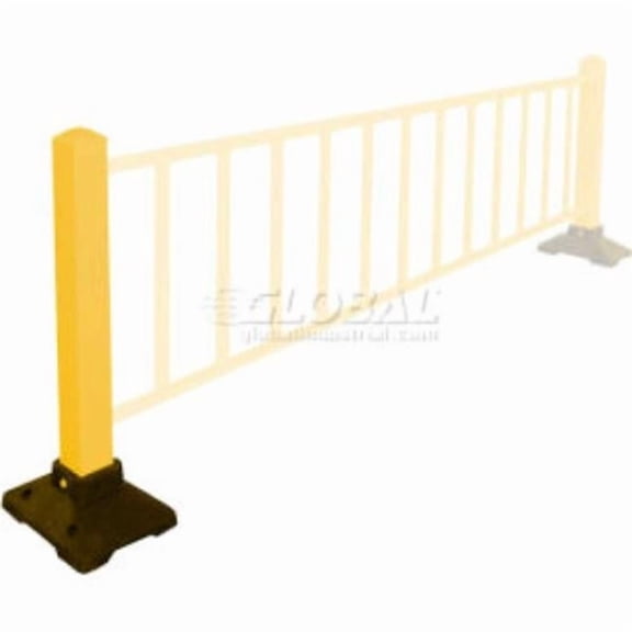 39 in. Safety Steel Galvanized Post with Rubber Base & Post Only - Yellow