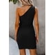 thumbnail image 3 of Vestido bodycon fruncido con un hombro para mujer, vestido sexy con dobladillo irregular, mini vestido de cóctel con cinturón XL Sincero Electrónica, 3 of 4