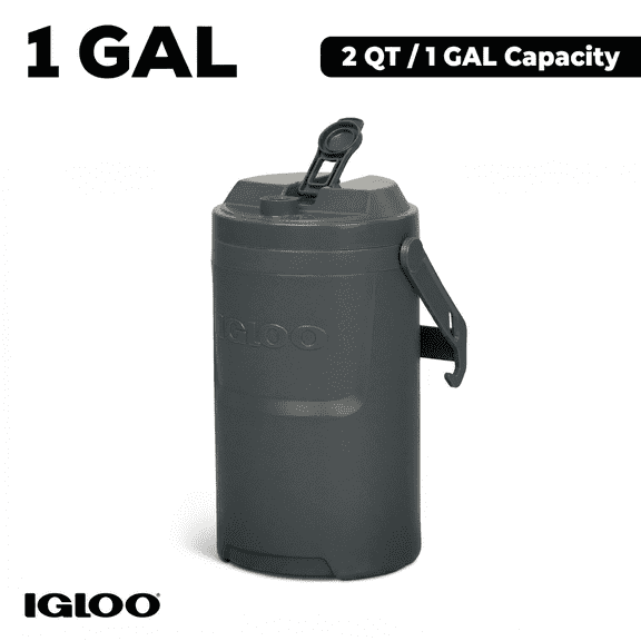 Igloo 1 Gallon Sports Plastic Beverage Jug with Hooks, Monochrome Gray