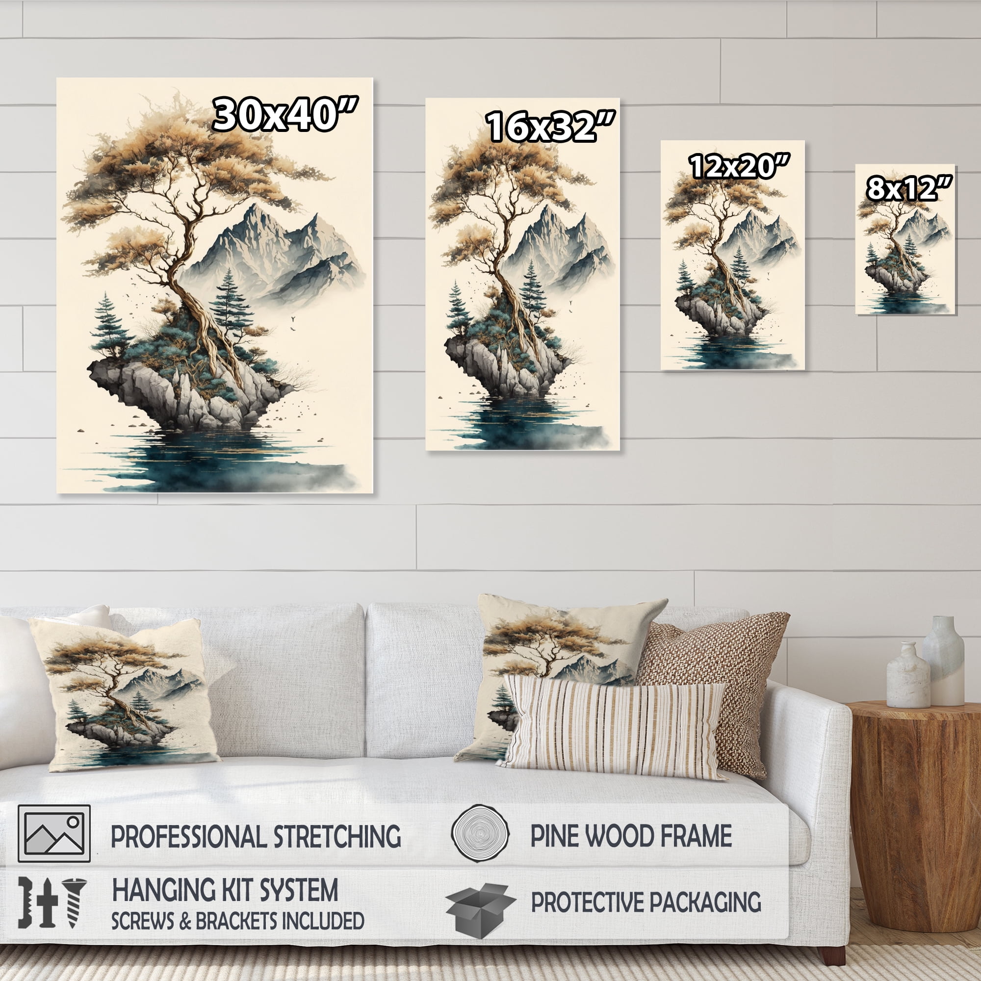 Designart Bonsai Tree On A Rock V Canvas Wall Art