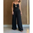 thumbnail image 5 of ChicMe Jumpsuits For Women Gold Ring Spaghetti Strap Cut-Out Waist Backless Wide Leg Jumpsuit Elegant Party Womens Rompers Black-L, 5 of 7