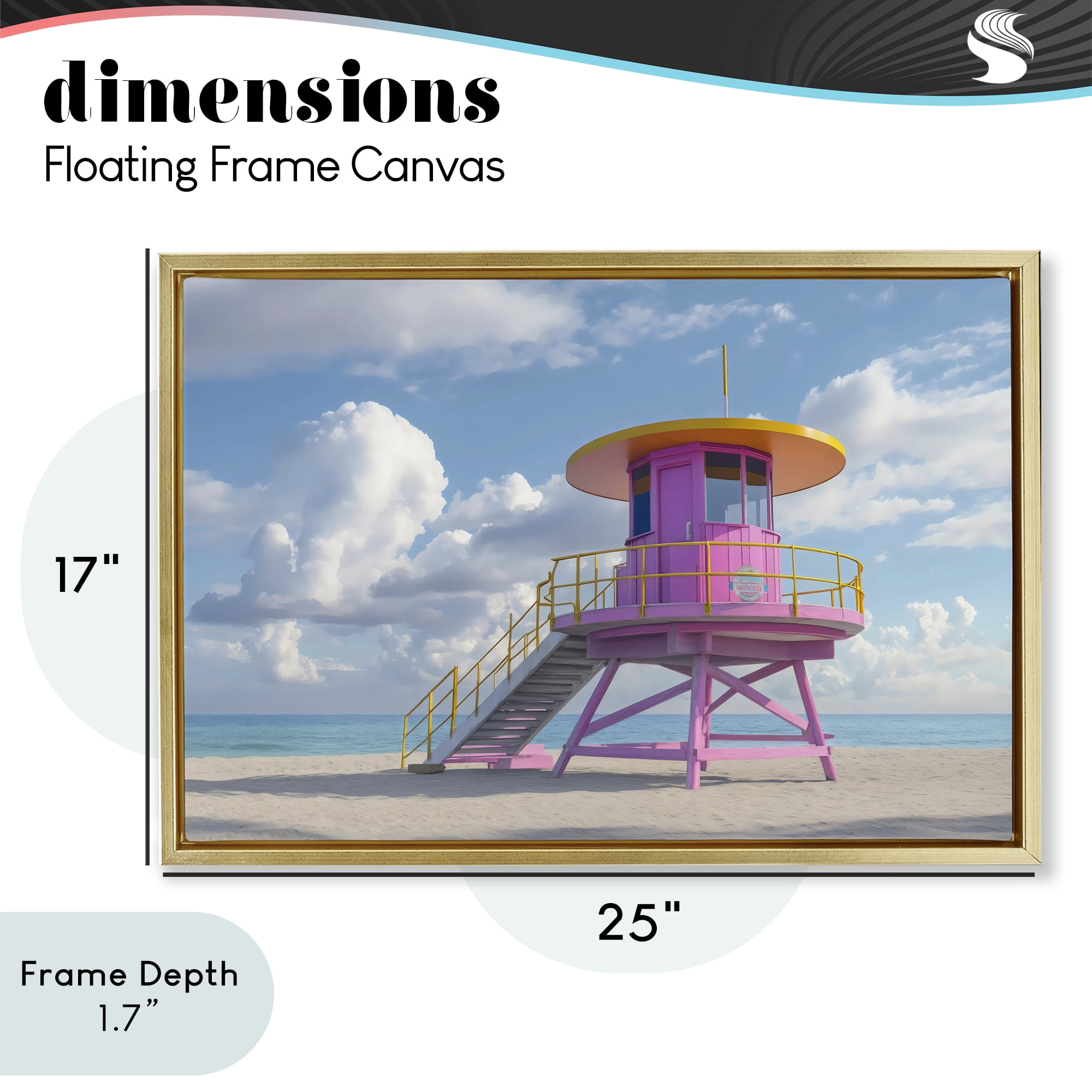 Stupell Industries Miami Beach Tower in Pink Gold Framed Floater Canvas Wall Art, design by Creative Studio