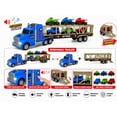thumbnail image 5 of Friction Powered Toy Car Carrier Truck, 23 Inch Transport Trailer with 6 Mini Vehicles, Lights, Sounds, Opening Rear Door, Detachable Trailer, 5 of 9
