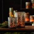 thumbnail image 2 of Melrose Frosted Pine Mercury Glass Candle Holder Set of 2, 2 of 3