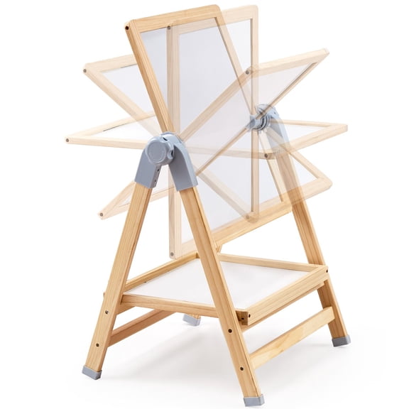 Kids Art Easel, 2-in-1 Wooden Standing Double Sided Easel with Whiteboard and Chalkboard, Accessories for Boys and Girls