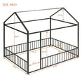 thumbnail image 2 of Harper & Bright Designs Metal Full Size Floor Bed, House Bed Frame Montessori Beds with Fence Rails, Playhouse Beds for Girls Boys, Black, 2 of 9