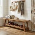 thumbnail image 3 of TRIBEWOOD 63" Solid Wood Shoe Bench With 2-Tier Storage, 3 of 5