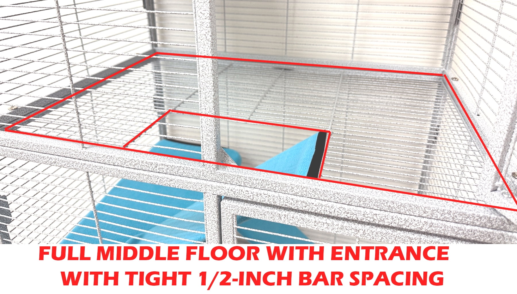 Deluxe Two Story Double Unit 4-Level Small Animal Critter Home Cage Hamster Habitat Mouse Rat Gerbil Tight 1/2-inch Wire Spacing Chew-Proof Rolling Cage for Ferret Hammock Chinchilla Sugar Glider