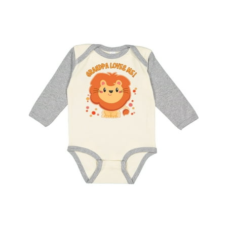 

Inktastic Grandpa Loves Me- cute lion Gift Baby Boy or Baby Girl Long Sleeve Bodysuit