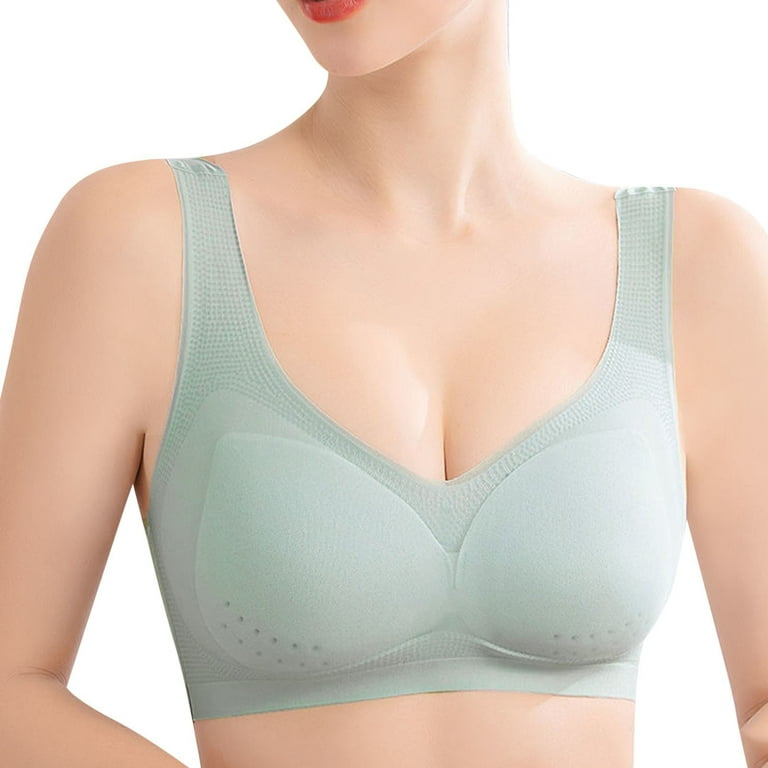 Plus Size Sports Bras for Women Ser Thin Ice Silk Seamless Big Chest Shows  Small Droop Beauty Vest Shapermint Bra for Womens Wirefree Gray XXXL