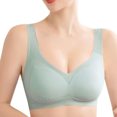 

dmqupv Womens Bras Super Thin Ice Silk Seamless Underwear Women s Big Chest Shows Small No Steel Ring Droop Large Size Beauty Back Bra Vest Grey 3XL