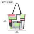thumbnail image 5 of FORMRS Womens Canvas Tote Bag with Zipper Inner Pocket Shoulder Handbag, Green Abstract Geometric, 5 of 7