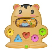 tumama Baby Block Sorter ABS Cartoon Animal Design 5 Colors Shapes Recognition Toy Toddlers Matching Toys with 5 Story Cards -- Brown Susliks