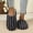 Black, variant on Fnooota Womens Fuzzy Slippers, Winter Warm Non Slip Stripe House Slippers Home Shoes Pink Size 10-10.5