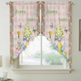 thumbnail image 2 of Happy Easter Swag Valances for Windows, Kitchen Curtains 36 Inch Length 2 Panels Set, Spring Gnomes Duck Floral Eggs Pink Plaid Short Curtains for Small Windows Rod Pocket Cafe Curtains 28"x36", 2 of 8