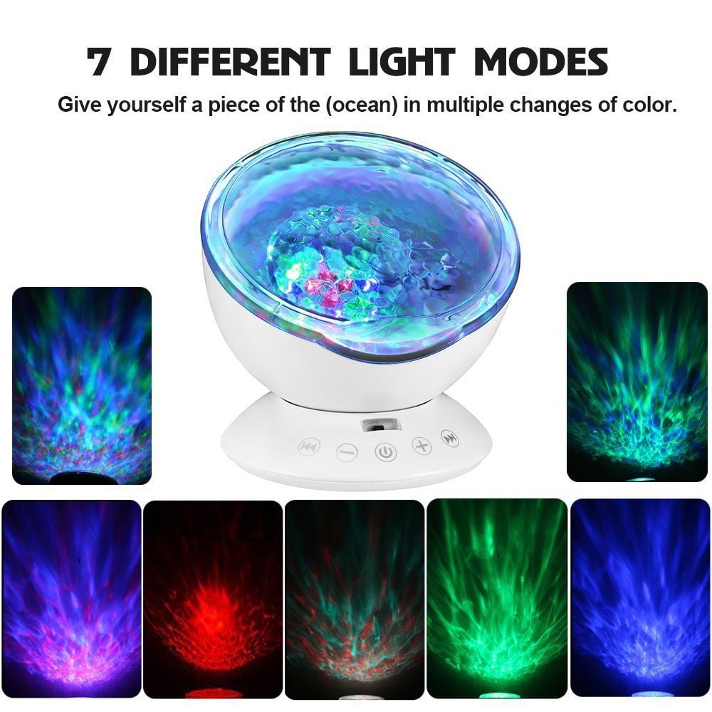 Remote Control Ocean Wave Projector 12 LED & 7 Colors Night Light with