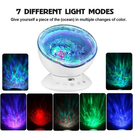 Remote Control Ocean Wave Projector 12 LED & 7 Colors Night Light with Speaker (Best Ocean Wave Projector)
