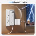 thumbnail image 4 of Wall Outlet Extender Surge Protector, 6 Outlet Extender with 3 USB Wall Charger (1 USB C), 3-Sided Outlet Splitter for Home, Travel, Dorm Essentials(White), 4 of 7