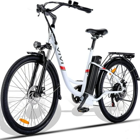 Vivi 26inch 350W Electric Bike for Adults, 4 Working Modes City Cruiser Ebike Adult Bicycles 50Miles 21MPH Commuter Electric Bicycle for Women Men with 36V Battery, Suspension Fork, 7-Speed