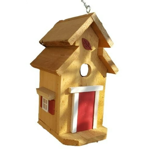 Cedar Cottage Bird House, Rancho Red Trim, 10.5", Bird Houses by Mark, Made in USA