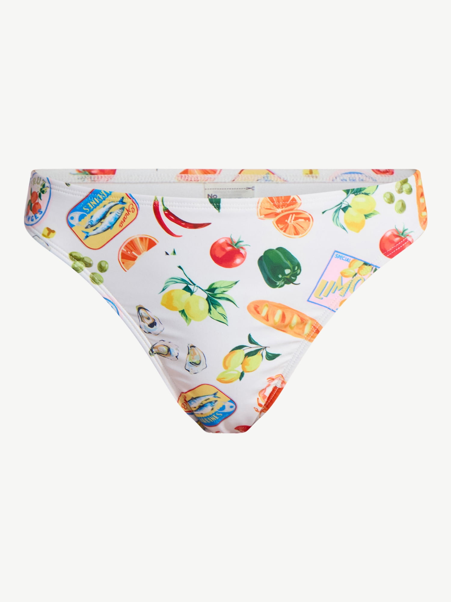 No Boundaries Kitschy Printed High Leg Bikini Bottoms, Women’s