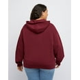 thumbnail image 3 of Hanes Originals Women's Fleece Zip-Up Hoodie (Plus Size) Mulled Berry 4X, 3 of 8