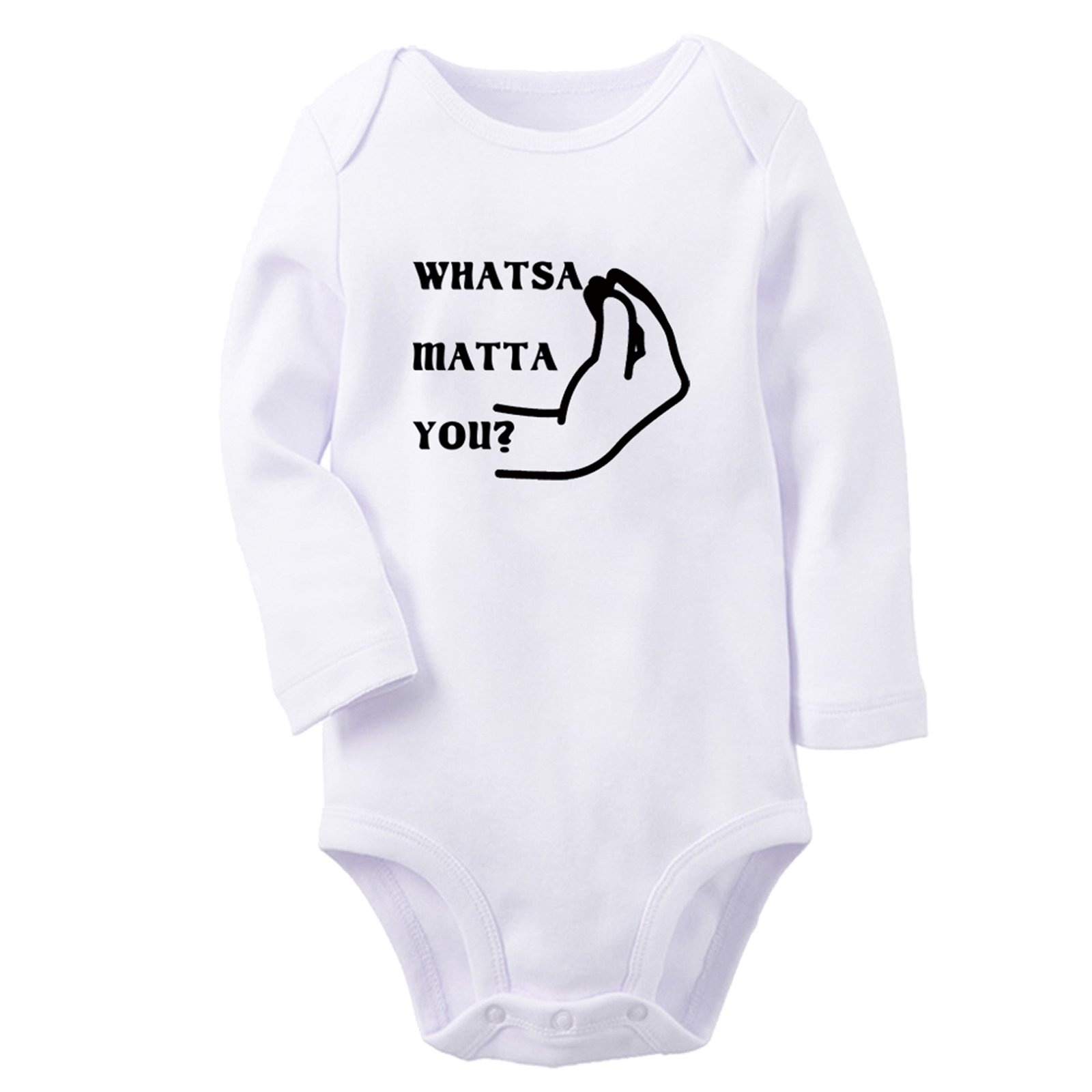 iDzn Italian Whatsa Matta You Funny Rompers, Newborn Baby Unisex Bodysuits, Infant Jumpsuits, Toddler Kids Long Sleeve Oufits (White, 0-6 Months)