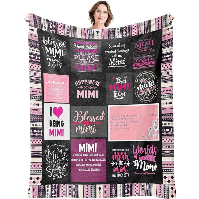 LHSHID Best Mimi Blanket Gifts for Mimi from Grandaughter Gifts for Mimi from Grandkid Best Mimi Ever Blanket Christmas Mothers Day Birthday Present for Mimi from Grandson Throw Blanket