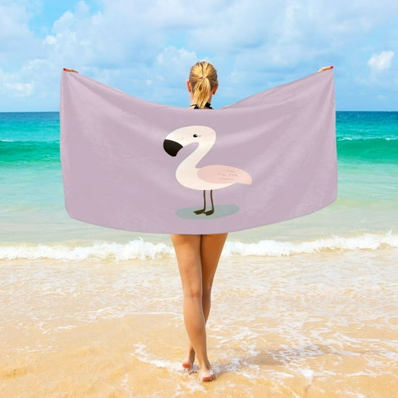 Ryvnso Cute Flamingo Oversized Beach Towel Microfiber Bath Blankets Swimming Fitness 37" x 74"