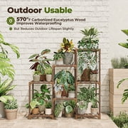 Bamworld Plant Stand Indoor Plant Shelf Outdoor Wood Plant Rack for Multiple Plants 3 Tiers Ladder Plant Holder for Living Room Patio Boho Home Decor for Gardening