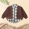 thumbnail image 2 of GiLiling Toddler Boys Plaid Crewneck Sweatshirt, Thin Long Sleeve Shirt, Lapel V Neck Button Down Pullover, Fashion Casual Tops for Kids Street Daily Outfits, 2 of 5