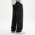 thumbnail image 4 of CPNG Teen Boys Solid Color Baggy Jeans Straight Leg Button Front Zipper Casual Loose Denim Trousers Streetwear(Black,15-16 Years), 4 of 8