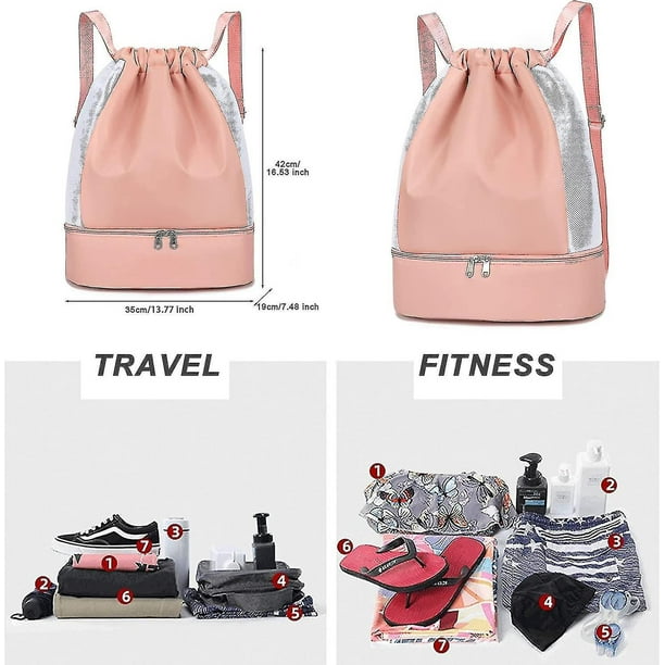 Bolsa De Gimnasio Para Ninos Mochila Con Cordon Mochila Impermeable Con Compartimento Para Zapatos Compartimento Humedo Bolsa De Deporte Grande Bolsa De Gimnasio Para Mujeres Hombres Walmart en linea