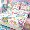 thumbnail image 3 of Manfei Watercolor Salamander Fitted Sheet Queen,Aquatic Amphibian Axolotl Print Bedding,3-Piece,1 Fitted Sheet and 2 Pillowcases, 3 of 6