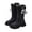 Black, variant on lnmuld Boots for Girls Stylish Autumn Girls Casual Boots Flat Thick Sole Non Durable PU Leather Comfortable Footwear for Everyday Wear Size:9.5-10 Years