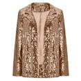 thumbnail image 5 of Herrnalise Women's Sequin Shiny Open Front Blazer Evening Party Sparkly Long Sleeve Slim Cardigan Coat Gold,XXXL, 5 of 7