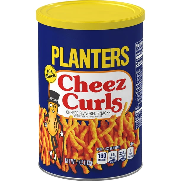Planters Cheez Curls Cheese Flavored Snacks, 4 oz Canister