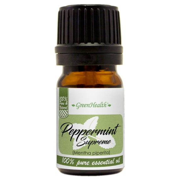 Peppermint (Mentha piperita) Essential Oil - 1/6 fl oz (5 ml) Glass Bottle w/ Euro Dropper - 100% Pure Essential Oil by GreenHealth