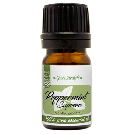 Peppermint (Mentha piperita) Essential Oil - 1/6 fl oz (5 ml) Glass Bottle w/ Euro Dropper - 100% Pure Essential Oil by GreenHealth