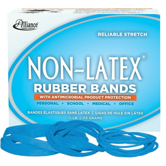 Alliance 42549 Antimicrobial Rubber Bands Size 54 (Blue) Sizes 19/33/64 (Mixed) 1/4lb Box
