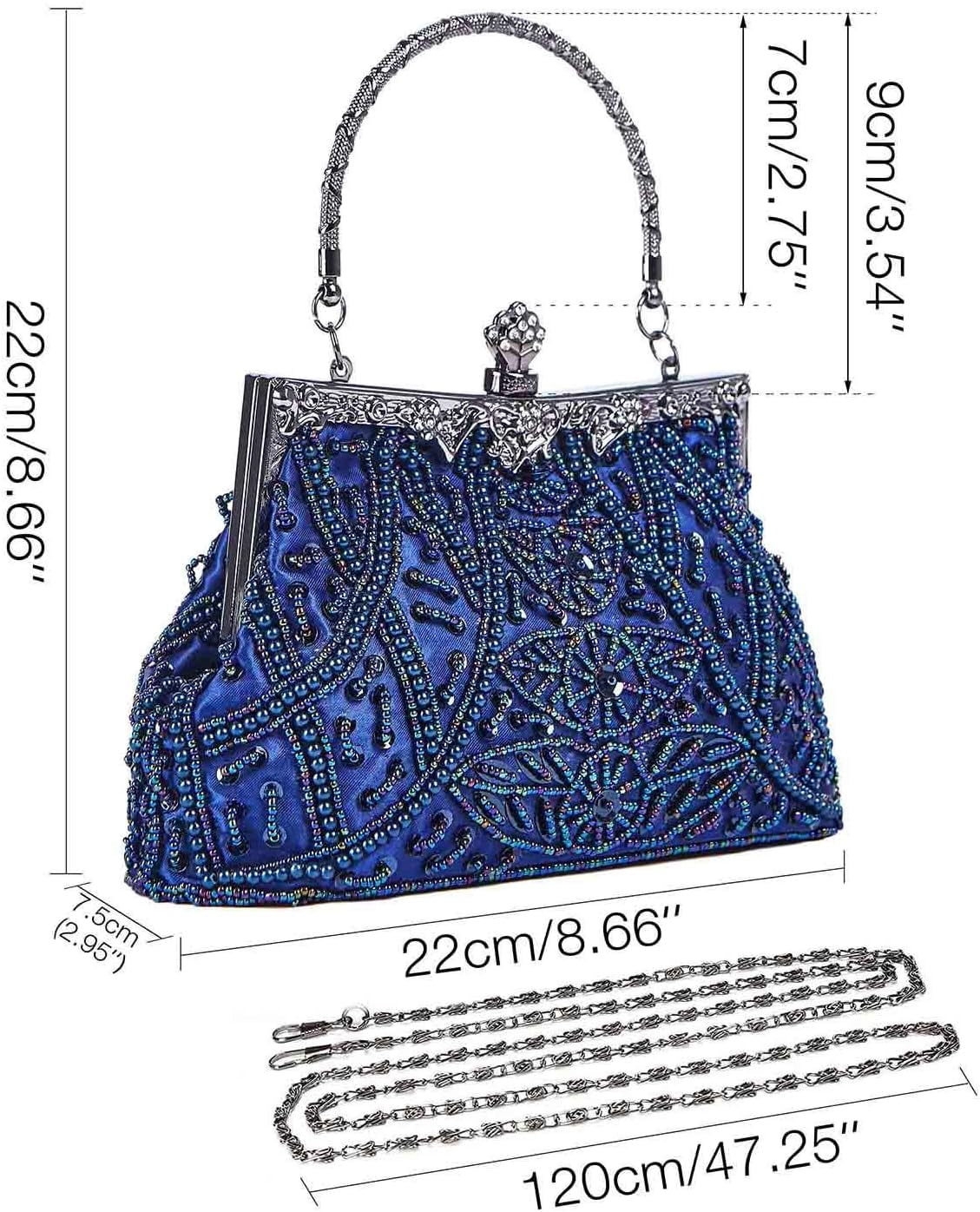 1920s Evening Bags Unique Sequin Beaded Clutch Purses for Cocktail Wedding Party Prom