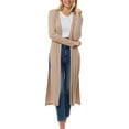 thumbnail image 3 of MixMatchy Women's Solid Open Front Long Sleeve Rib Knit Drape Cardigan, 3 of 5