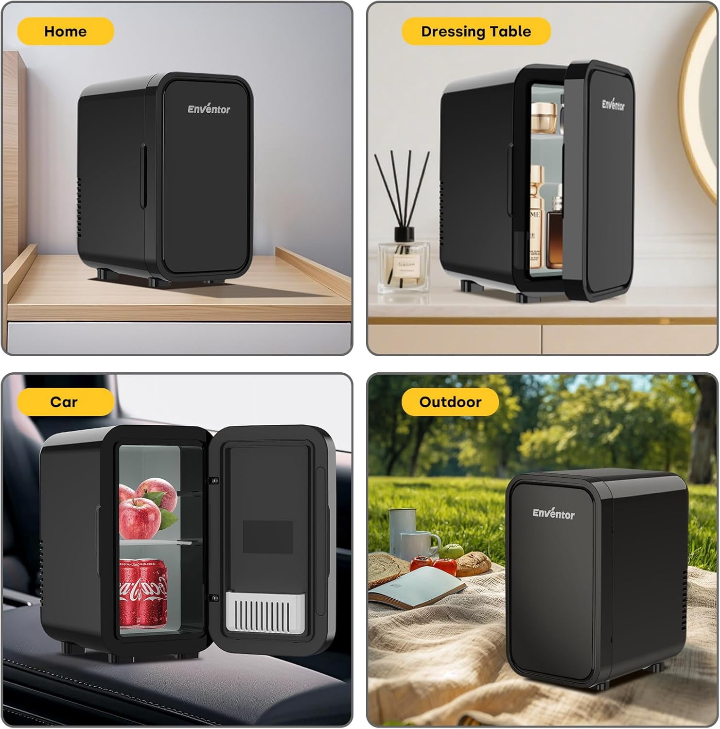 Refrigerator 6L AC  Power Cooler Warmer for Skincare Makeup Car Office Bedroom Black