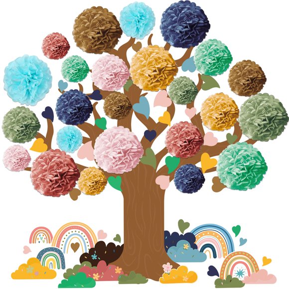 Set de tablones de anuncios en forma de árbol para aula, Pajean Groovy Hippie