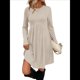 thumbnail image 1 of Vestido de Larga para Mujer, Cuello Redondo, Cintura Alta, Túnica con Bolsillos Albaricoque L, 1 of 6